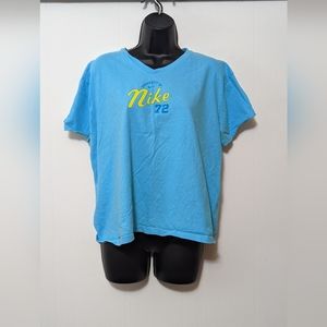 Women's Nike "72" V Neck T-Shirt Size XL Light Blue